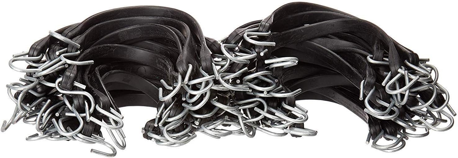 Pack of 50 Trucking Bundle - Bulk Bungee Cords with Crimped Hooks- Multiple Lengths -Tarp Straps Natural Rubber Bungee Cords