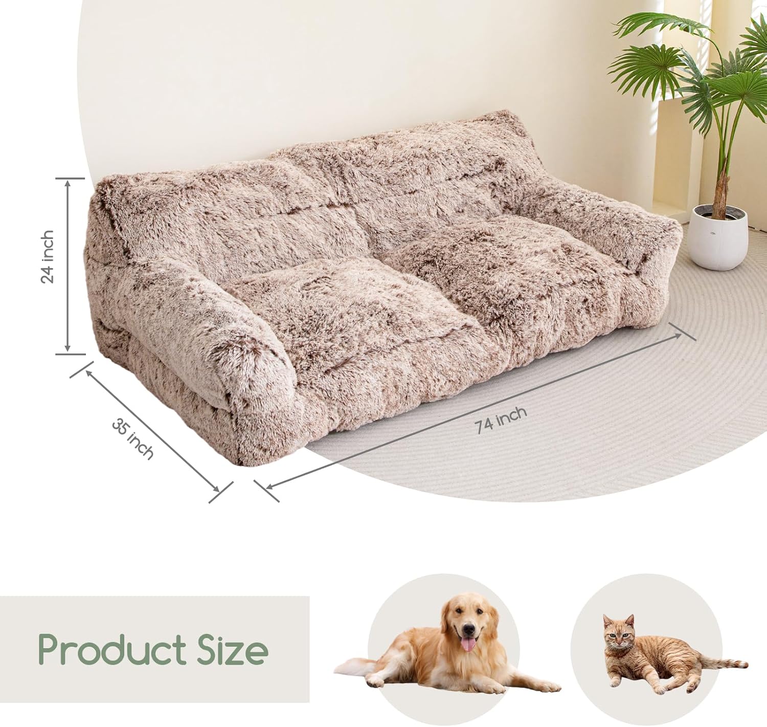 HIGOGOGO Giant Human Dog Sofa Bed, Big Comfy Floor Sofa Couch for Pet Families with Foam Chunk Supportive Mat