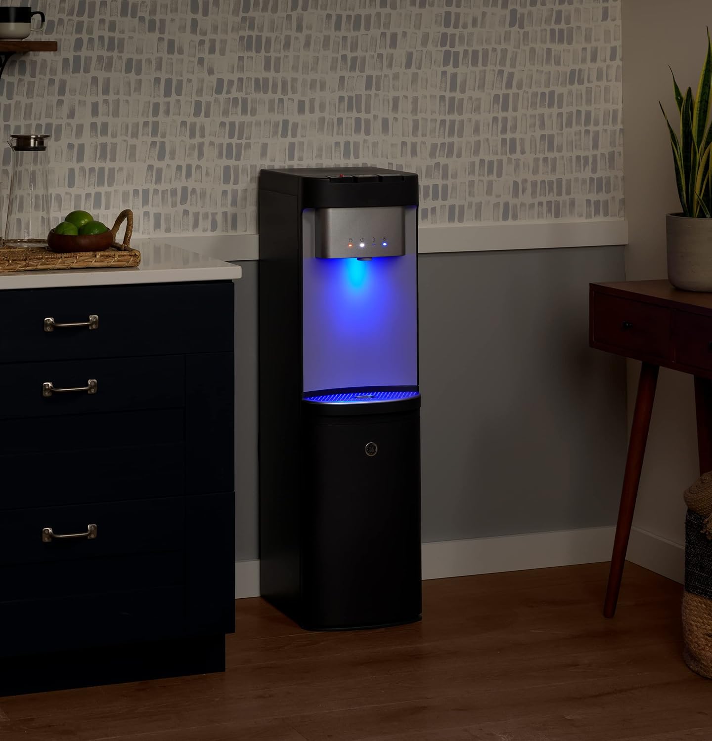 GE Bottom-Loading Tri-Temperature Water Dispenser | 5 Gallon Water Cooler for Home or Office | 3 Temperature Settings | Taller 13" Dispenser Height |