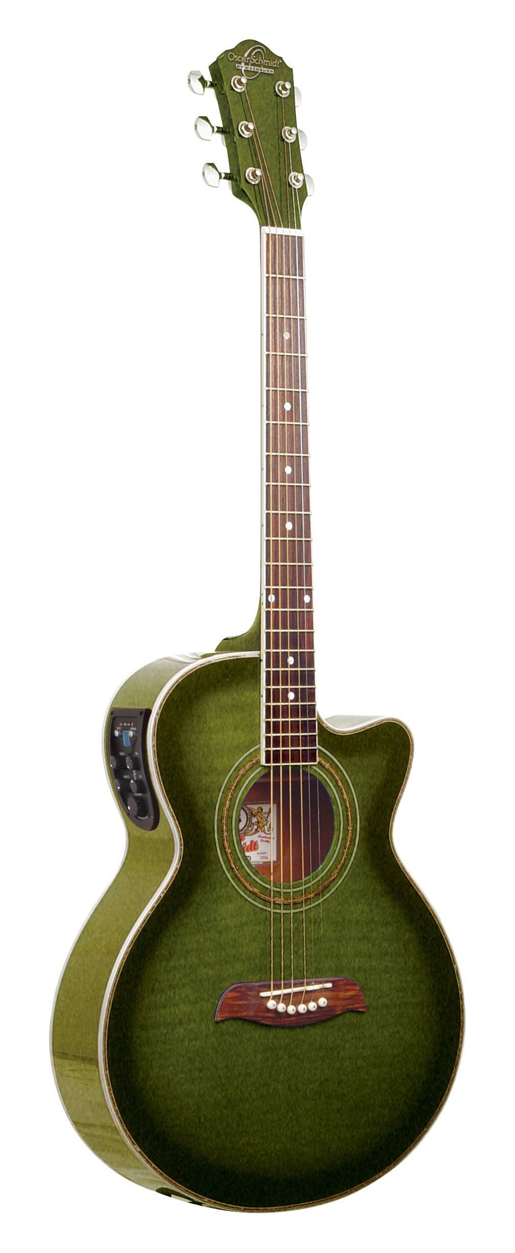 Oscar Schmidt Og10ceftgr Cutaway Acoustic Electric Guitar. Trans Green