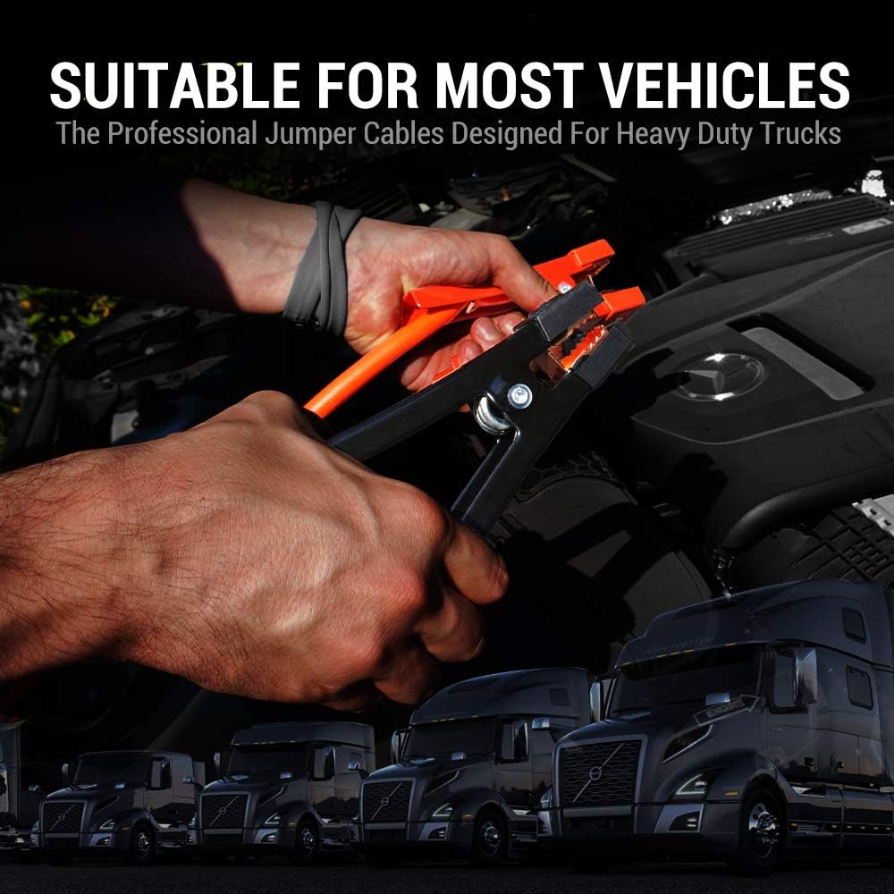 AUTOGEN 100% Copper Jumper Cables 2 Gauge 16 Feet for Car Battery Heavy Duty Jumper Cables 1000AMP Smart Booster Cables with Strong Clips Carry Bag