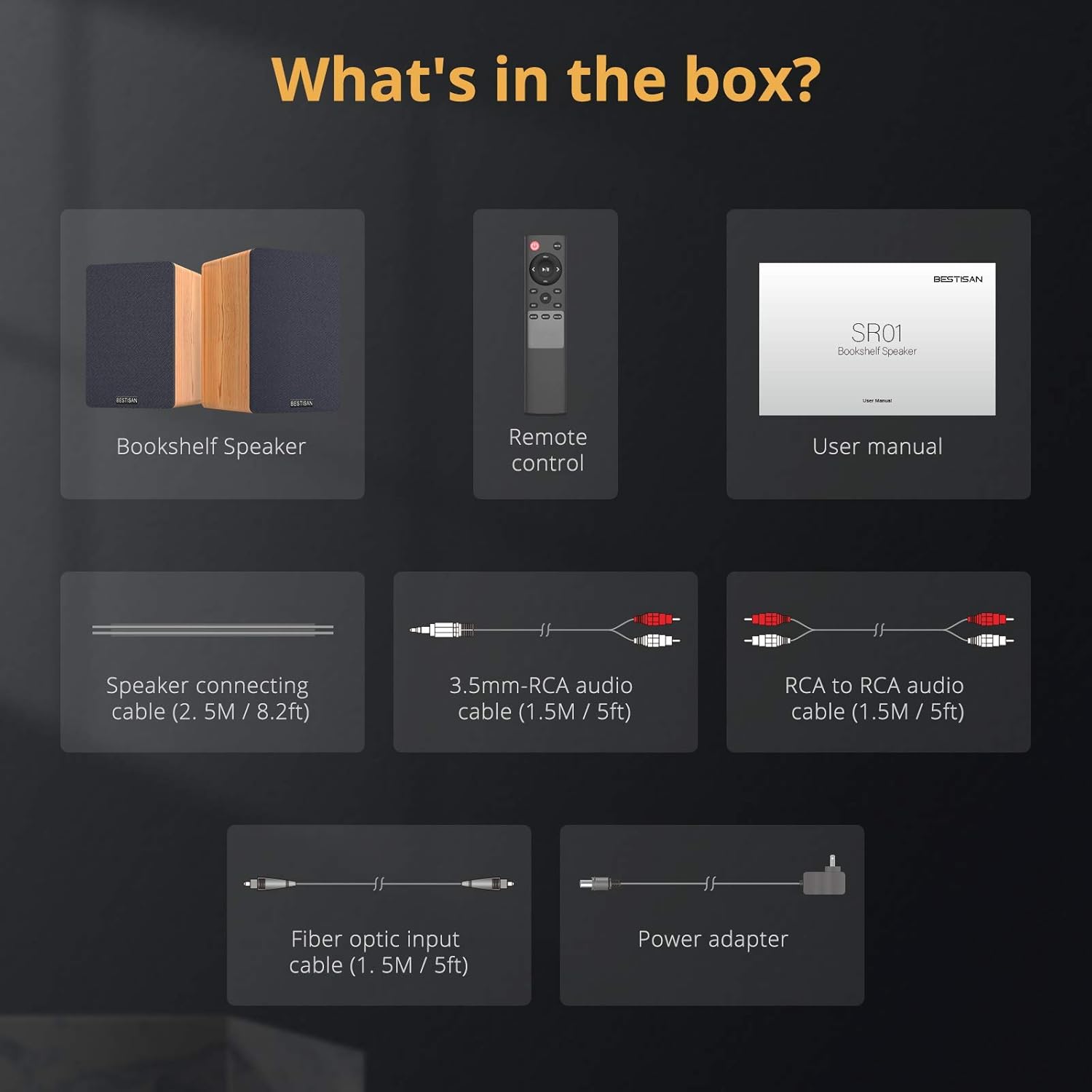 BESTISAN Bookshelf Speakers, Bluetooth Bookshelf Speakers, Wireless Powered Bookshelf Speakers, Bookshelf Speaker with Optical Input