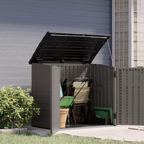 Suncast Outdoor Storage Shed for Backyard and Garden, Horizontal, 4' x 2.5', Stoney Grey - Portable Utility Deck and Cabinet for Tools, Equipment