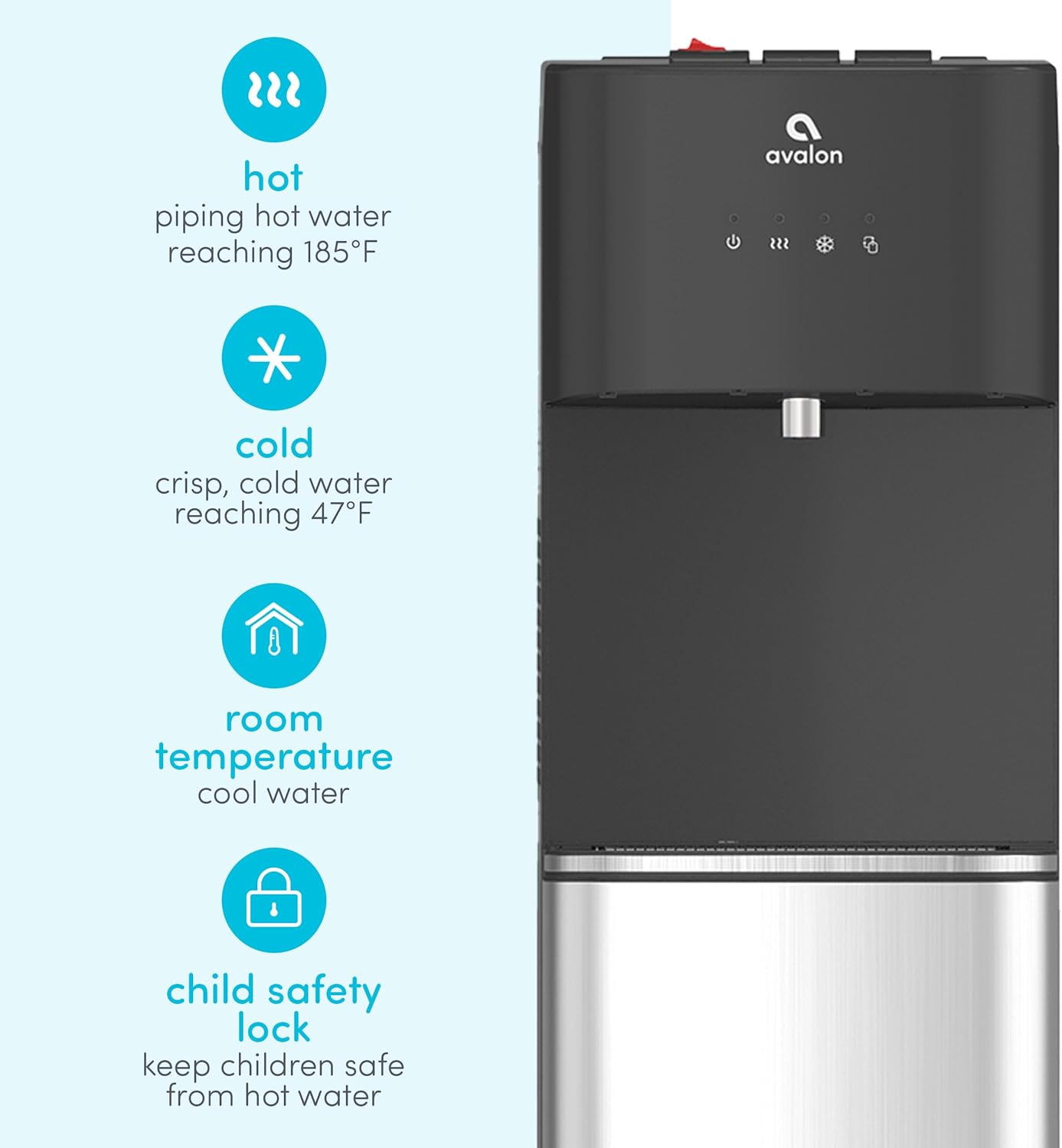 Avalon Bottom Loading Water Cooler Dispenser with BioGuard- 3 Temperature Settings- UL Listed- Bottled