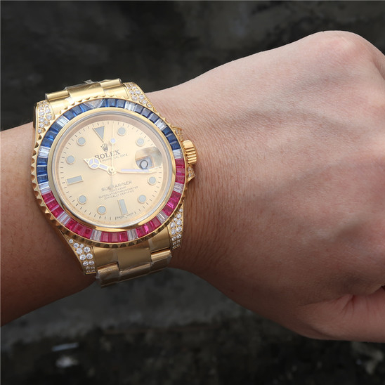Submariner Golden Blue / Red Diamond Gold Dial 40mm