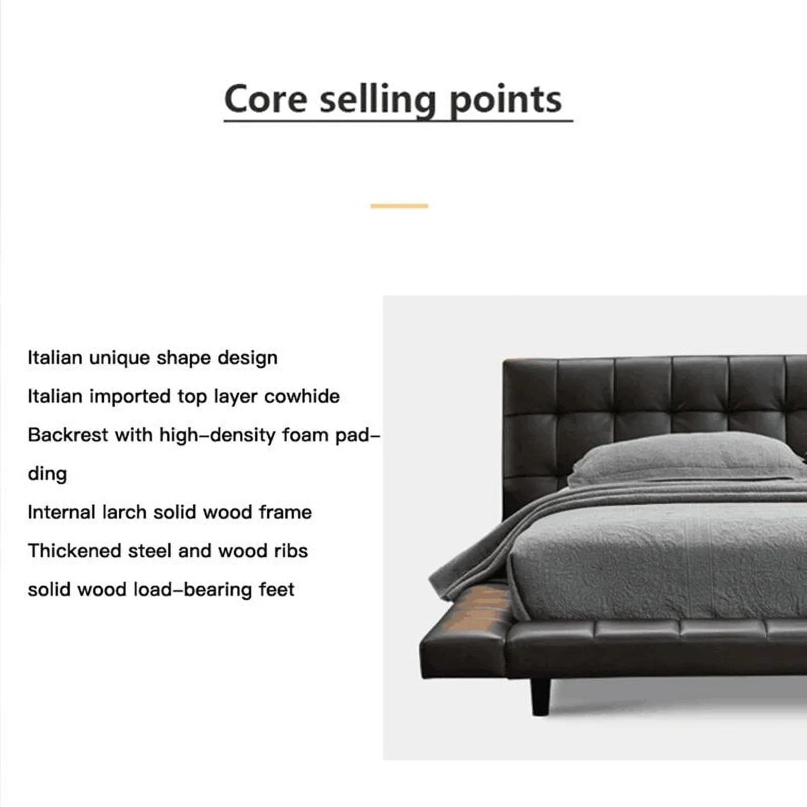 Nordic CAMA Modern Simple King Size Bed Frame Queen Bed Black Leather Wooden Double Bedroom Furniture Set Мебель
