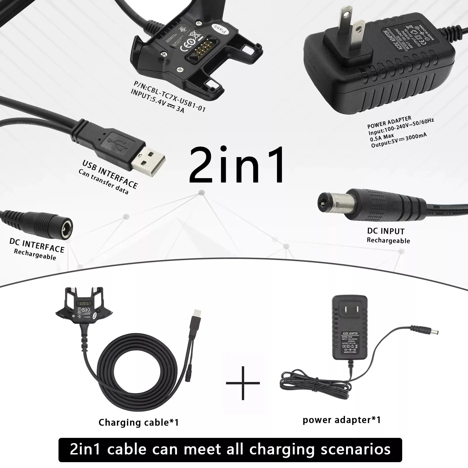 CBL-TC7X-USB1-01 USB Client DATA Comm &amp; Power,Charging Cable for Zebra Motorola TC70 TC75 Scanner