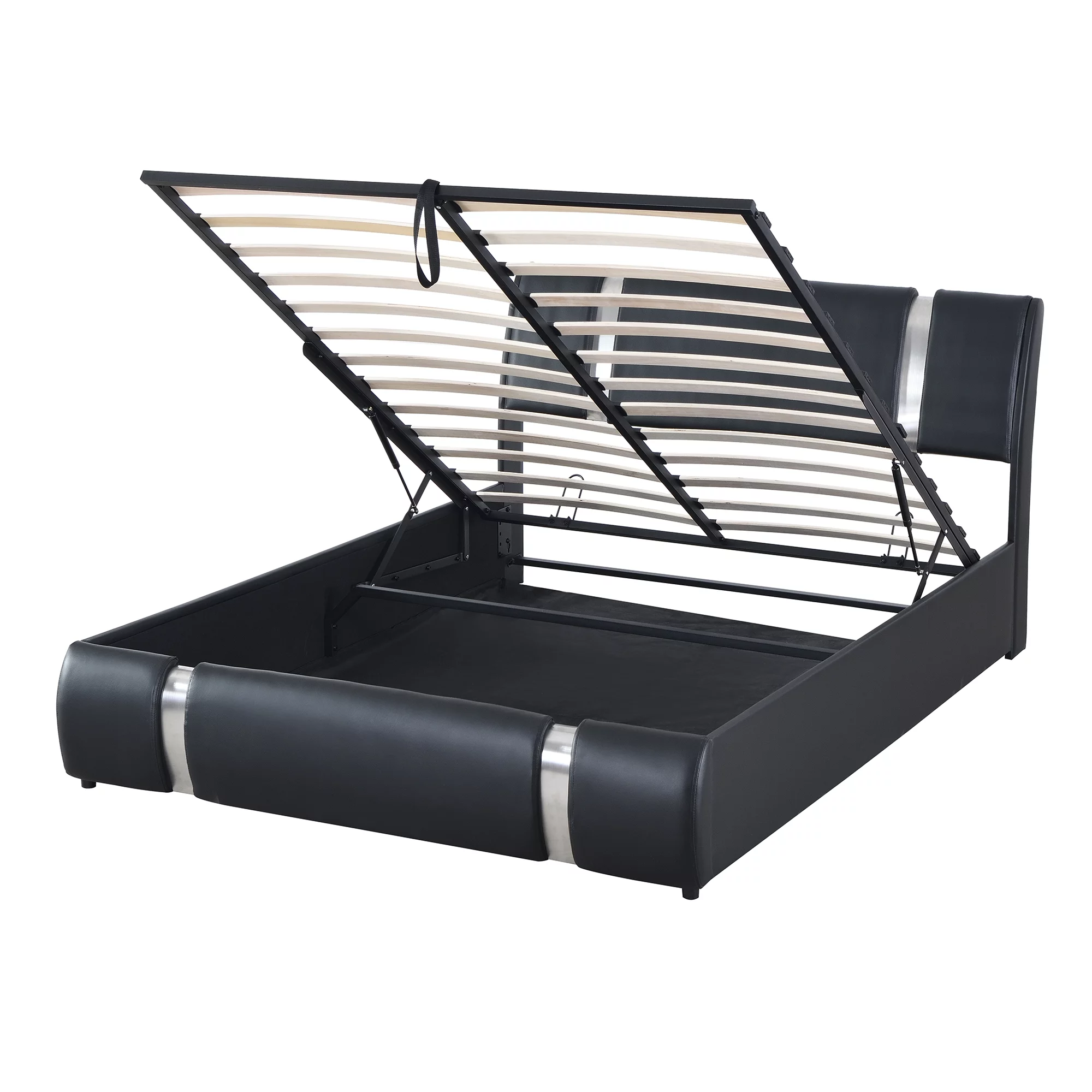 Churanty Queen Size Lift Up Storage Bed,PU Upholstered Platform Bed with Hydraulic Storage System and Headboard,Black