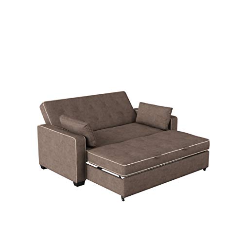 Serta Ainsley 72.6" Convertible Sleeper Sofa, Queen Size, Dreamcoil Comfort, Soft Velvet Fabric, Navy