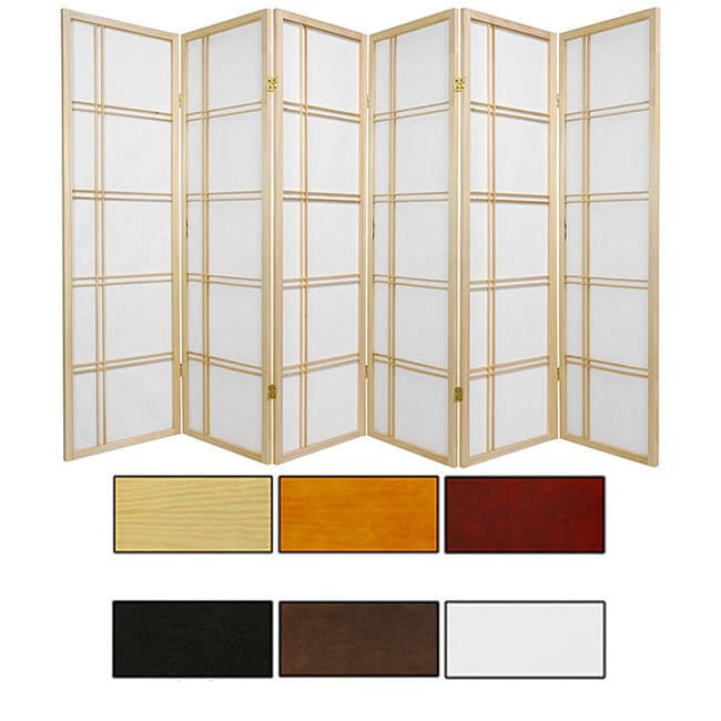 Oriental Furniture 5 ft. Tall Double Cross Shoji Screen - 5 Panel - White