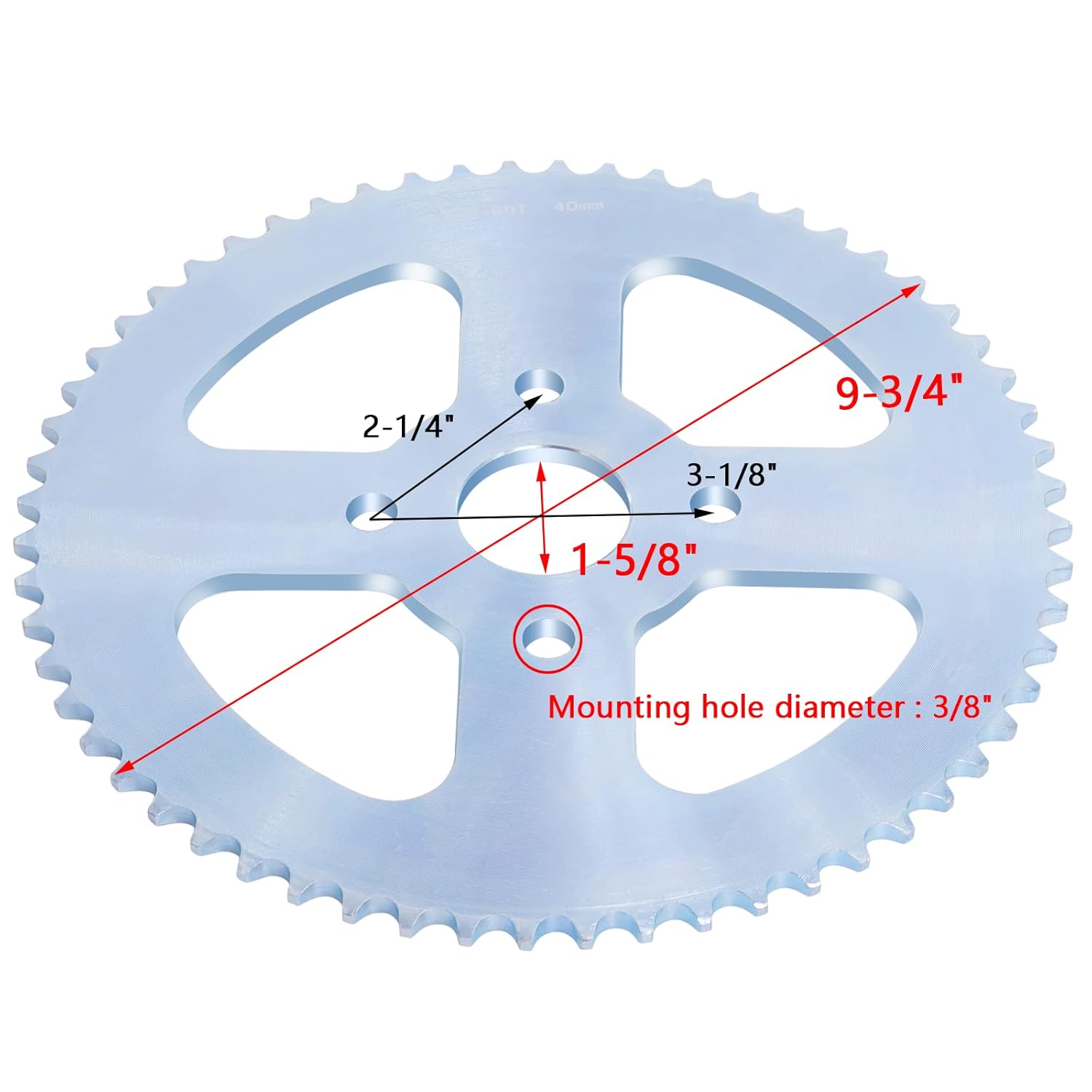 Go Kart Sprocket, 60 Tooth for #40/41/420 Chain, Sprocket for Go Carts and Mini Bikes