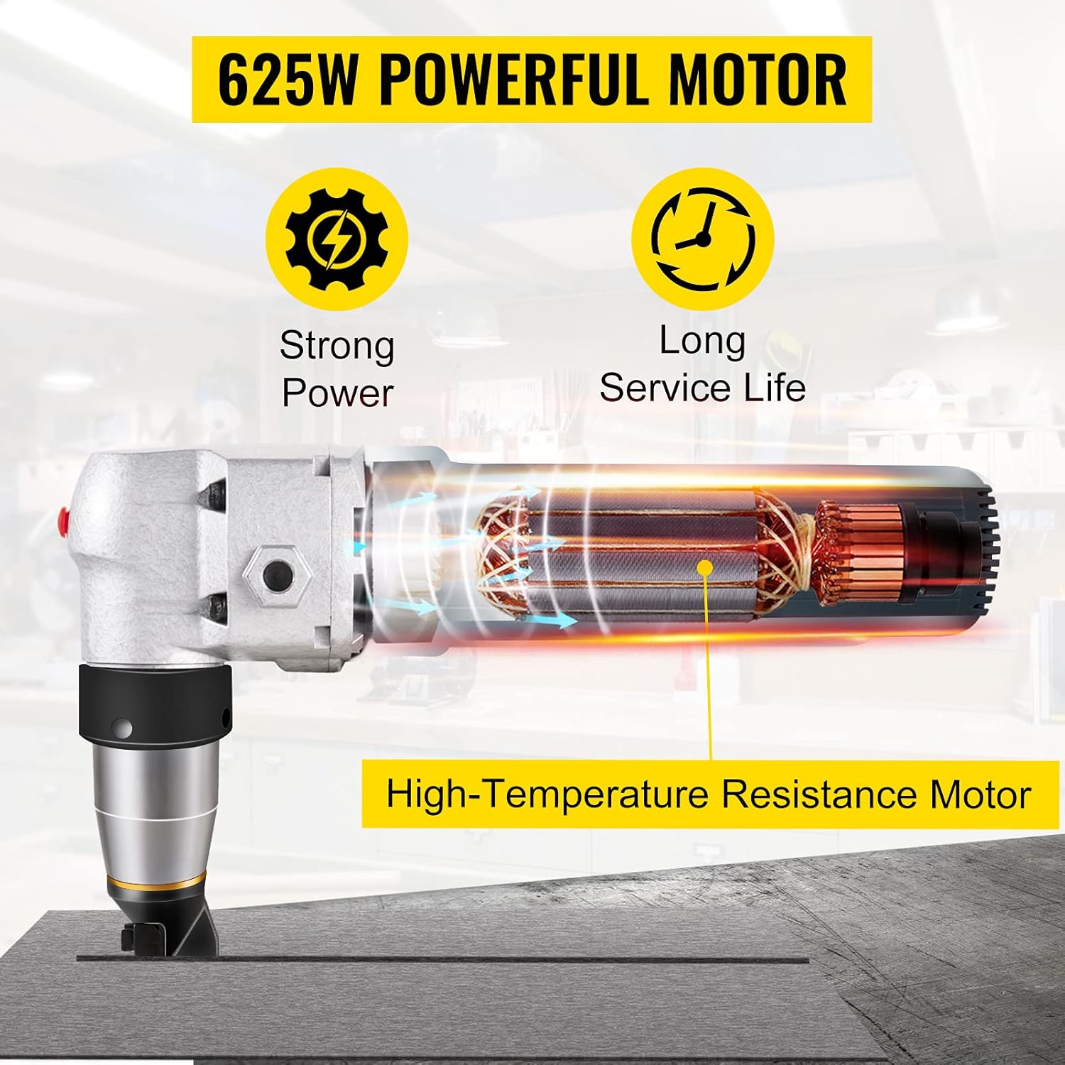 VEVOR Electric Metal Nibbler 625W Nibbler Metal Cutter 1000RPM High Speed Rotor 0.16in/4mm Metal Nibbler 110V w Replaced Blades Storage Case Sheet