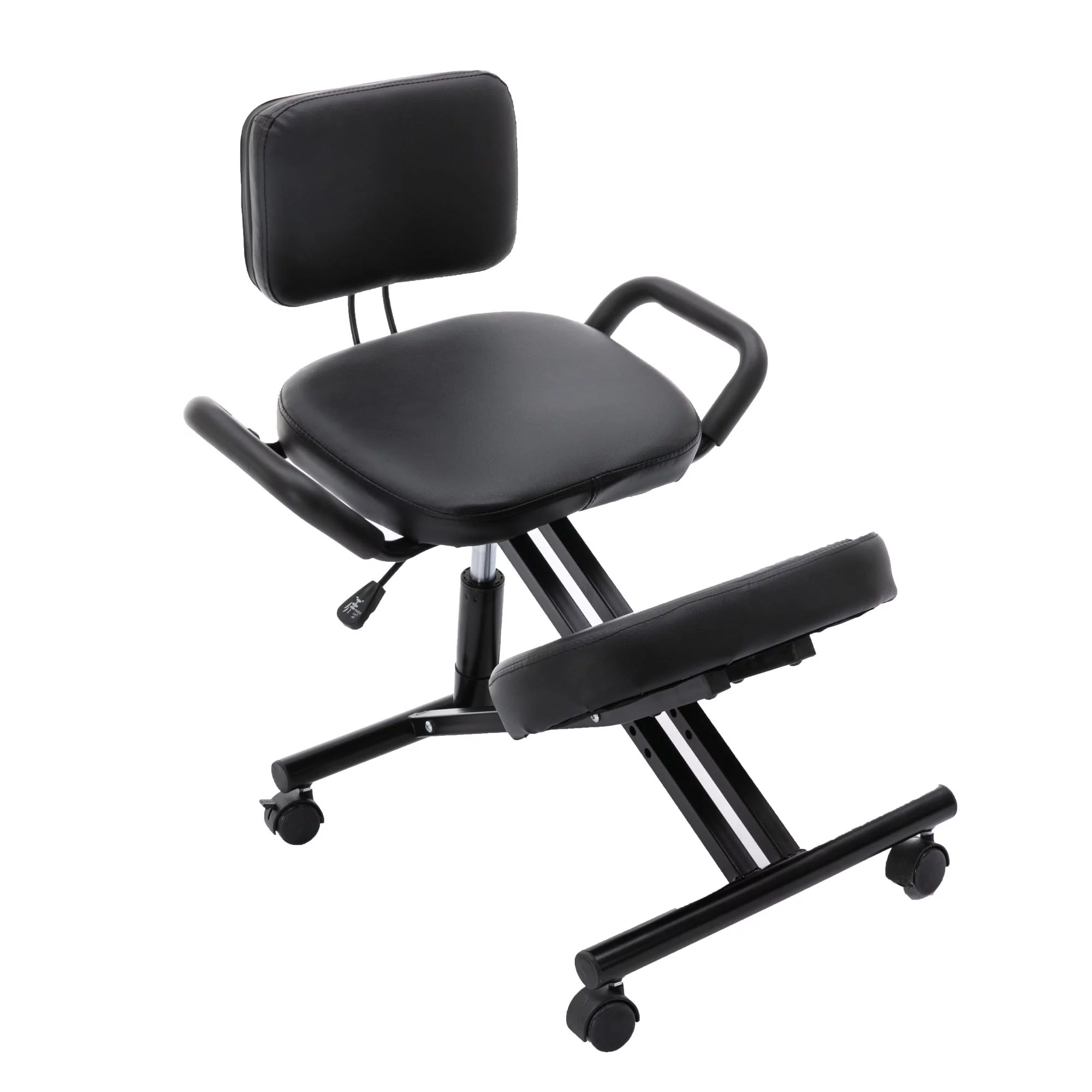 Black Leather seat Ergonomic Kneeling Chair with Arm and Adjustable Height
