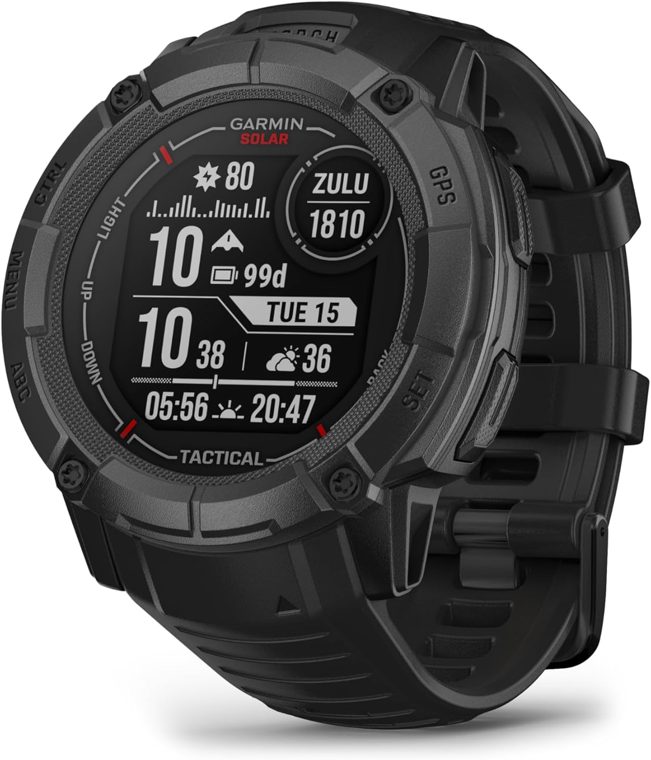 Garmin Instinct 2X Solar - Tactical Edition Black, Rugged Outdoor GPS Smartwatch for Men, Solar Charging Capability