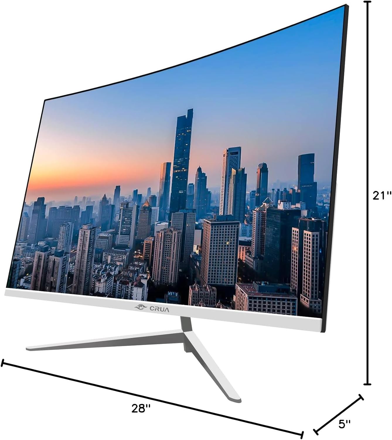 CRUA 32" Monitor, FHD(1920x1080P) 75Hz VA Screen White Monitor, 99% sRGB, 4000:1 Contrast Ratio,16.7 Million Colors Curved Monitor