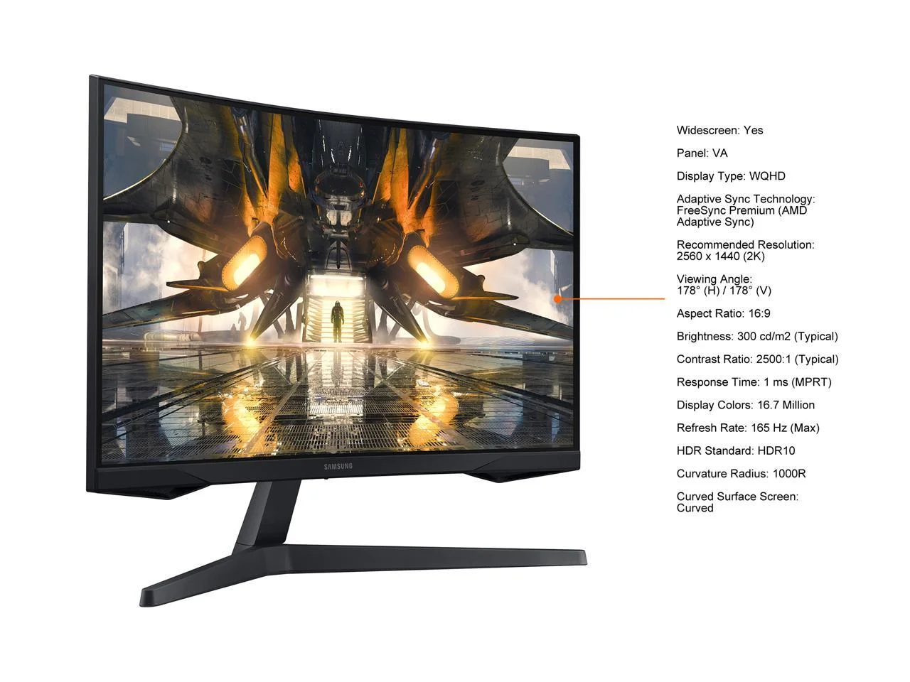 SAMSUNG 32" 165 Hz (Max) VA WQHD Gaming Monitor FreeSync Premium (AMD Adaptive Sync) 2560 x 1440 (2K) HDMI, DisplayPort