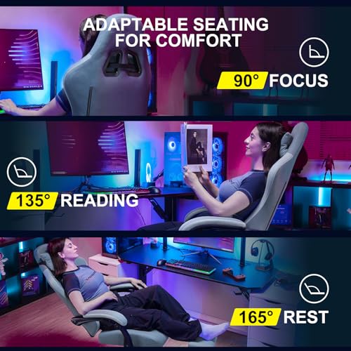 GTPLAYER Gaming Chair, Computer Office Chair with Pocket Spring Cushion, Linkage Armrests and Footrest