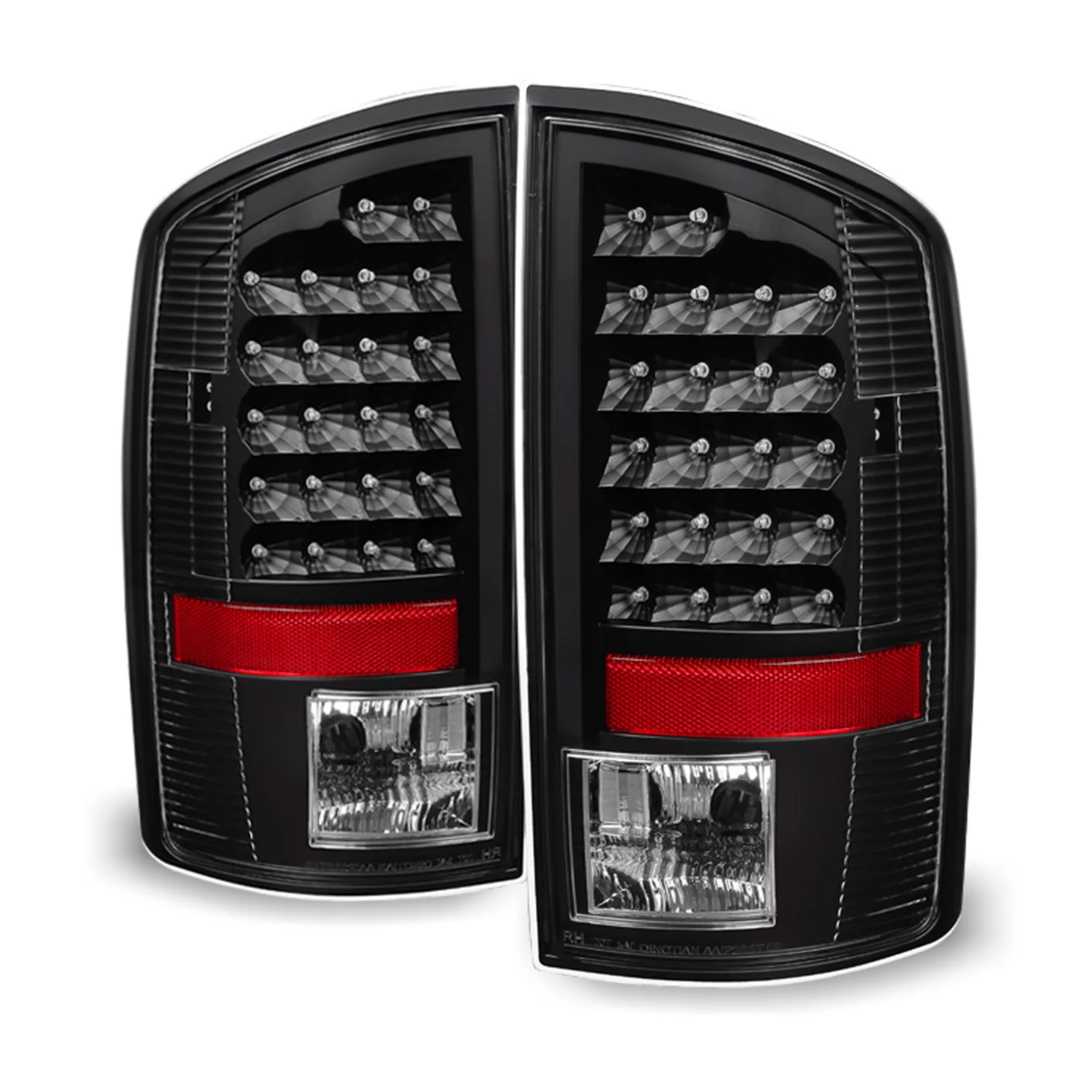AKKON - For 2003-05 Dodge Ram + 2002 Ram 1500 Black Housing Dual Halo DRL Projector LED Headlights + Tail Lamps - Radiant Selections