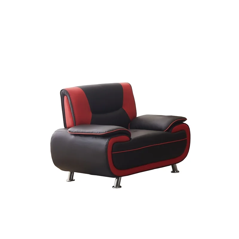 Kingway Furniture Lilian Faux Leather Livingroom Chair in BlackRed