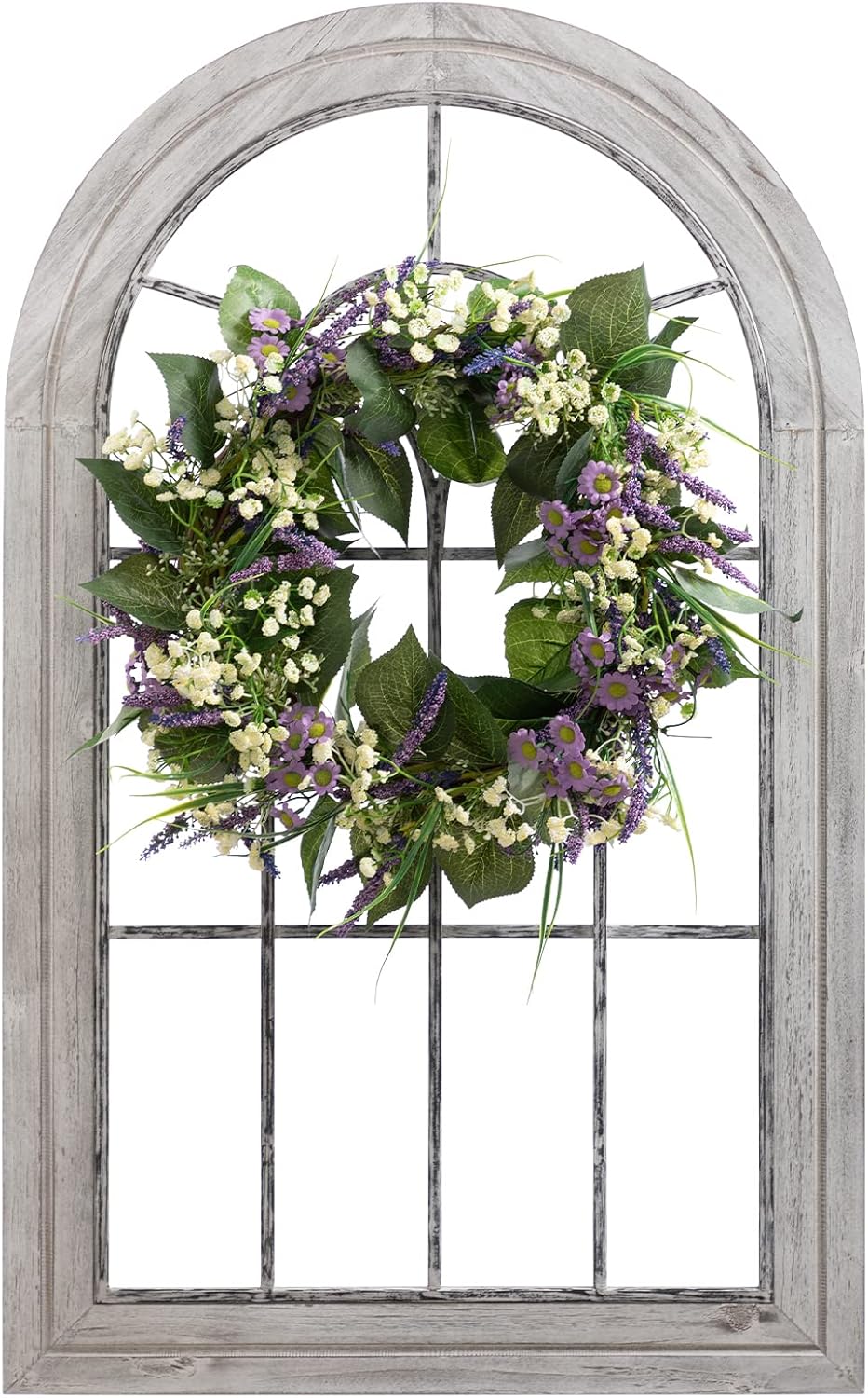 ALIMORDEN Gothic Style Arched Wood and Metal Rustic Window Pane Decorative Cathedral Window Frame