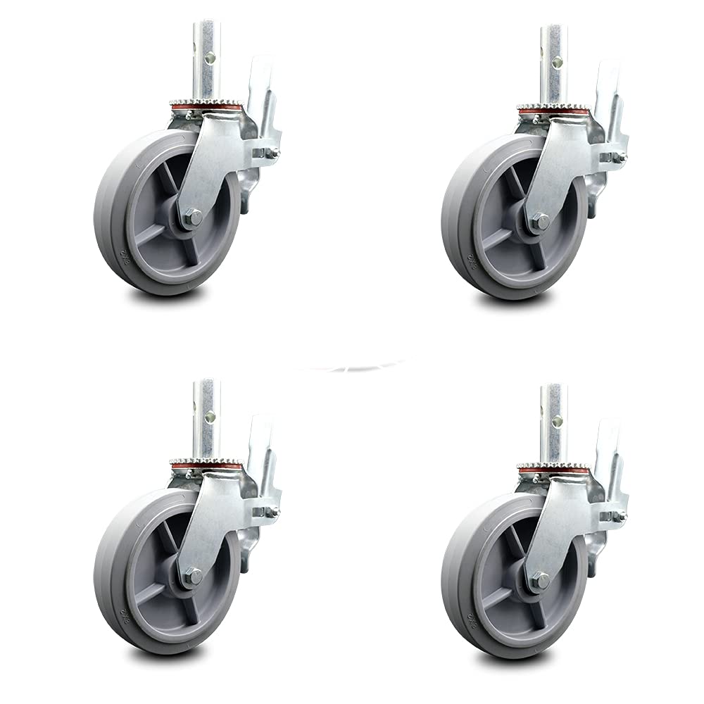 Bil-Jax 0026-762 Scaffold Swivel Caster High Quality Replacement – 8 Inch Black Rubber on Cast Iron Wheel - 600 lbs. Capacity Per Caster