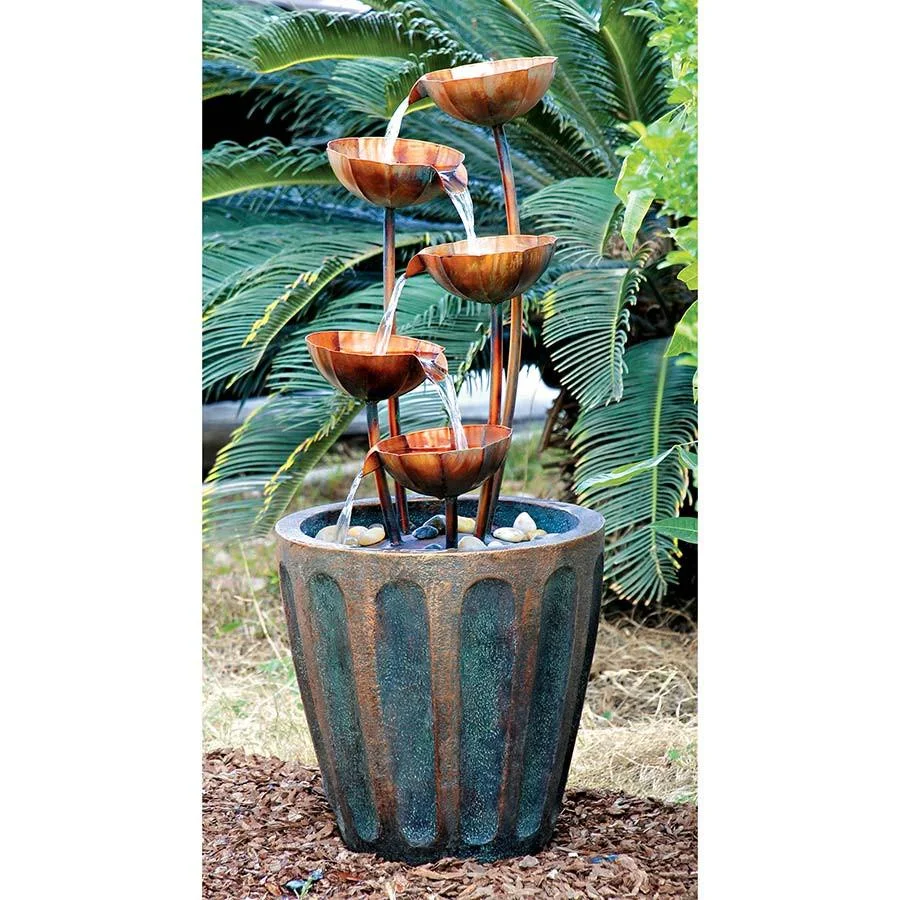 COPPER BOWLS CASCADING GARDEN FOUNTAIN
