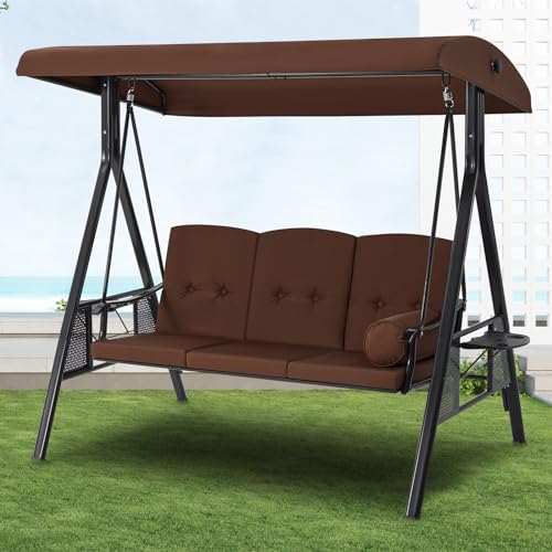 U-MAX Porch Swing Chair with Adjustable Backrest&Canopy