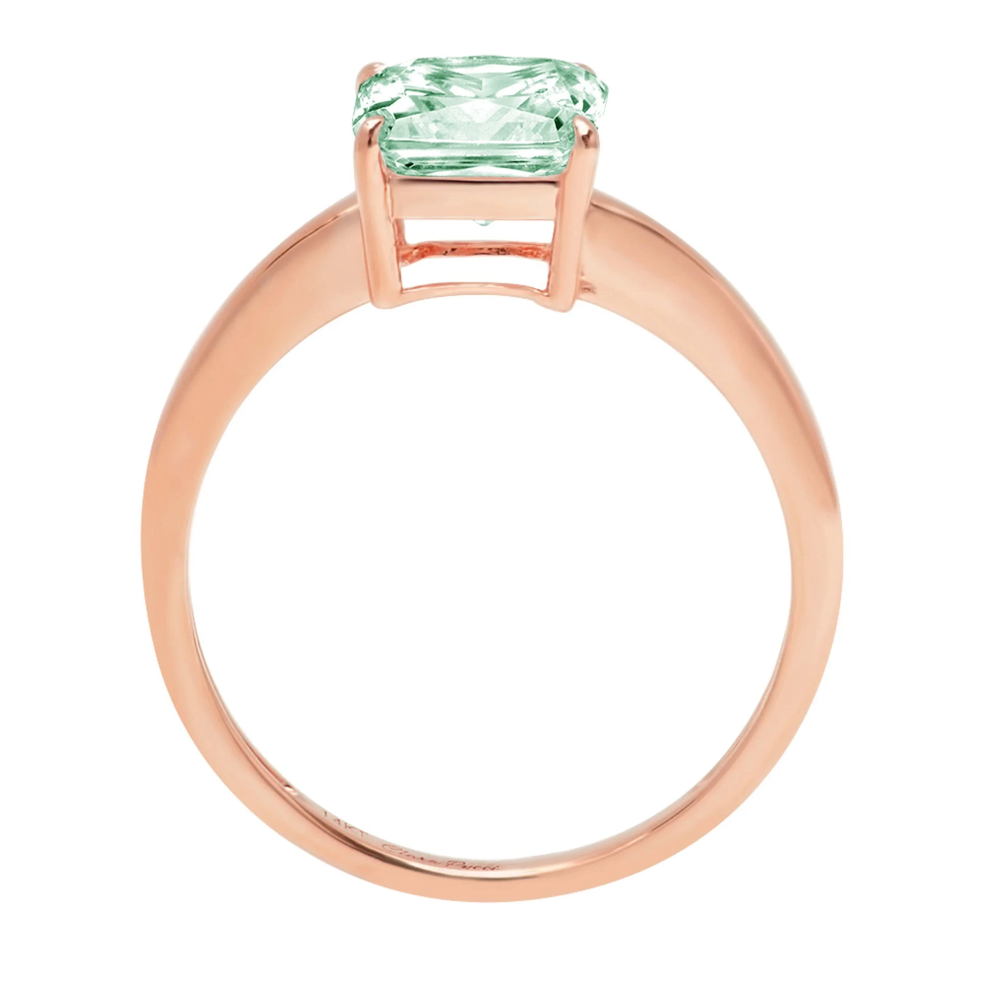 1.5ct asscher cut green simulated diamond 18k rose gold anniversary engagement ring size 9
