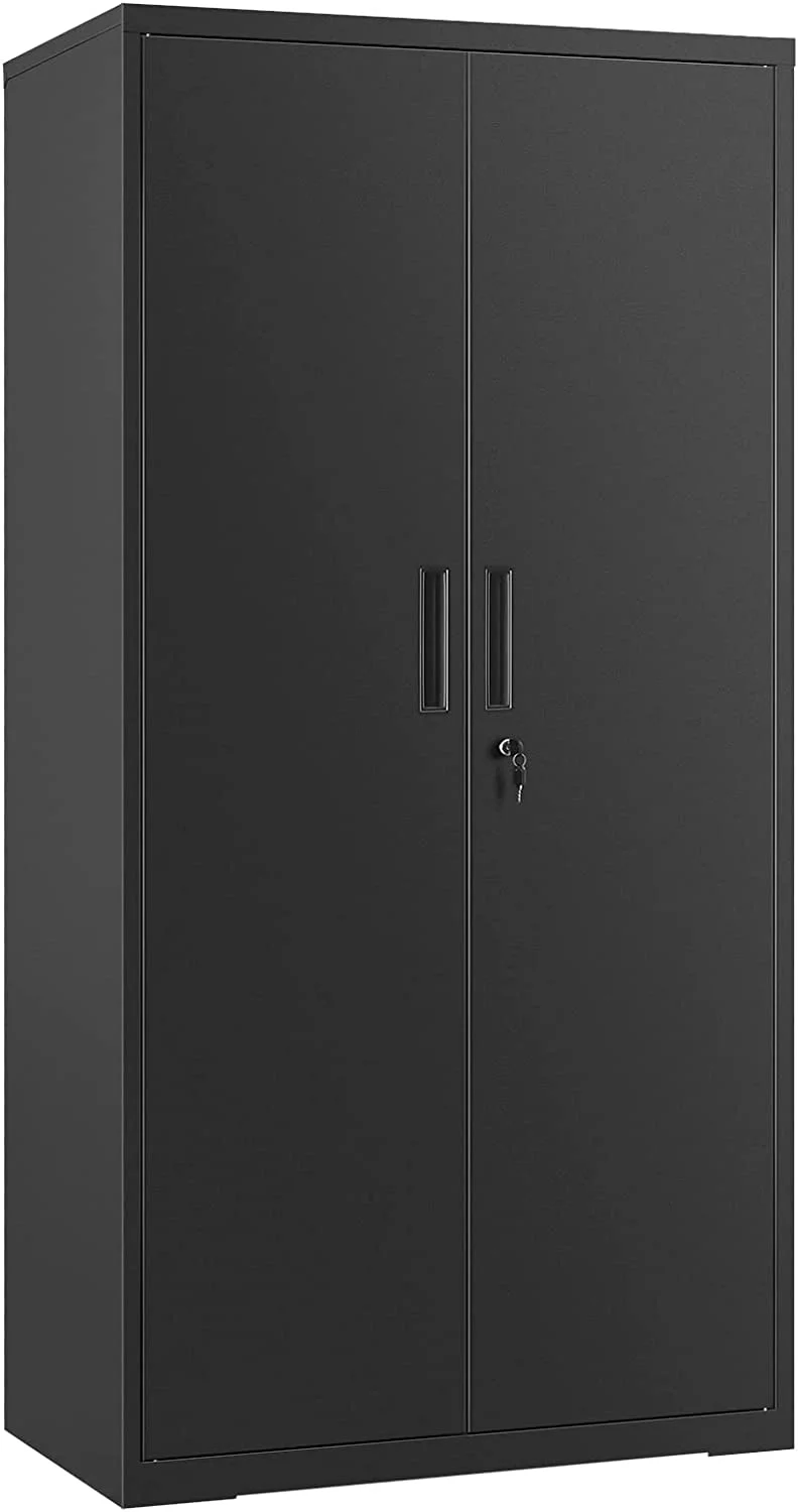 SONGMICS Garage Cabinet Metal Storage Cabinet with Doors and Shelves Office Cabinet for Home Office Garage Black
