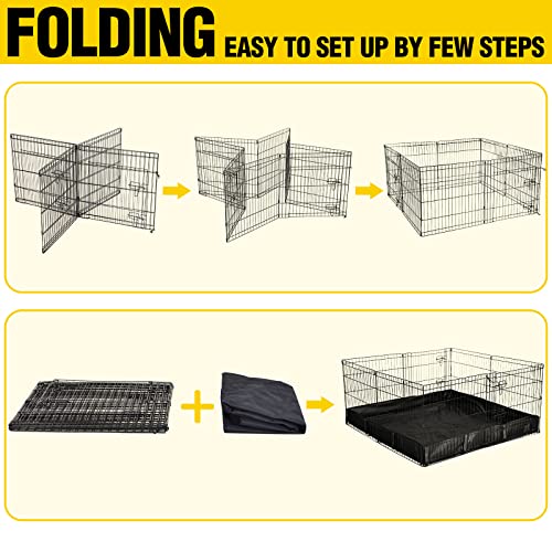Aivituvin Rabbit Hutch 93.7" Large Rabbit Cage Indoor Outdoor Guinea Pig Cage Chicken Coop on Wheels Bunny Cage with 4 Deep No Leakage Pull Out Tray