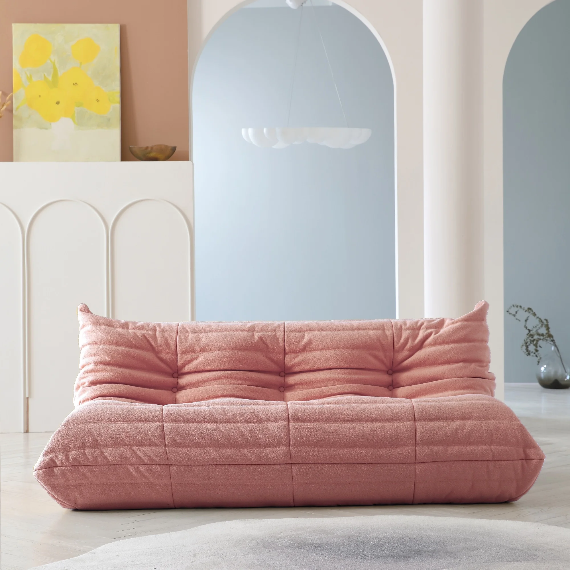 Magic Home Comfy Lazy Floor Sofa Couch,Teddy Velvet Bean Bag Chairs for Living Room Bedroom Office Salon 3 Seats - Radiant Selections
