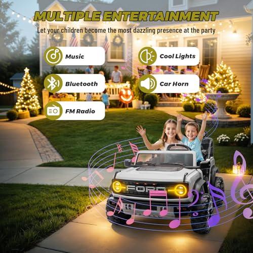 ENYOPRO 2 Seater Ride On Car for Kids, 24v Licensed Ford Bronco Raptor Electric Power Ride On Truck Toy with Remote Control