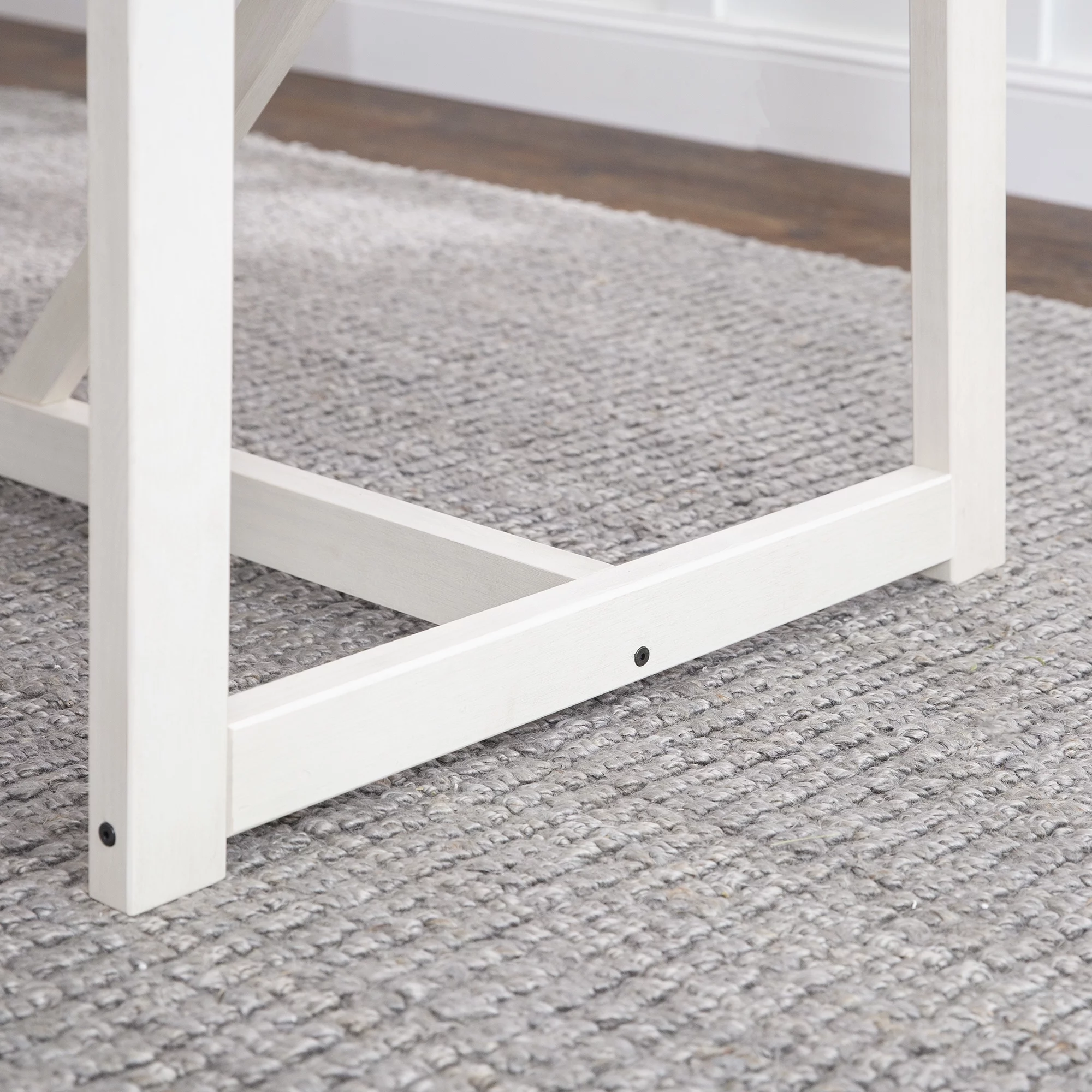 Walker Edison Modern Solid Wood Trestle Dining Table, Rustic Oak/White