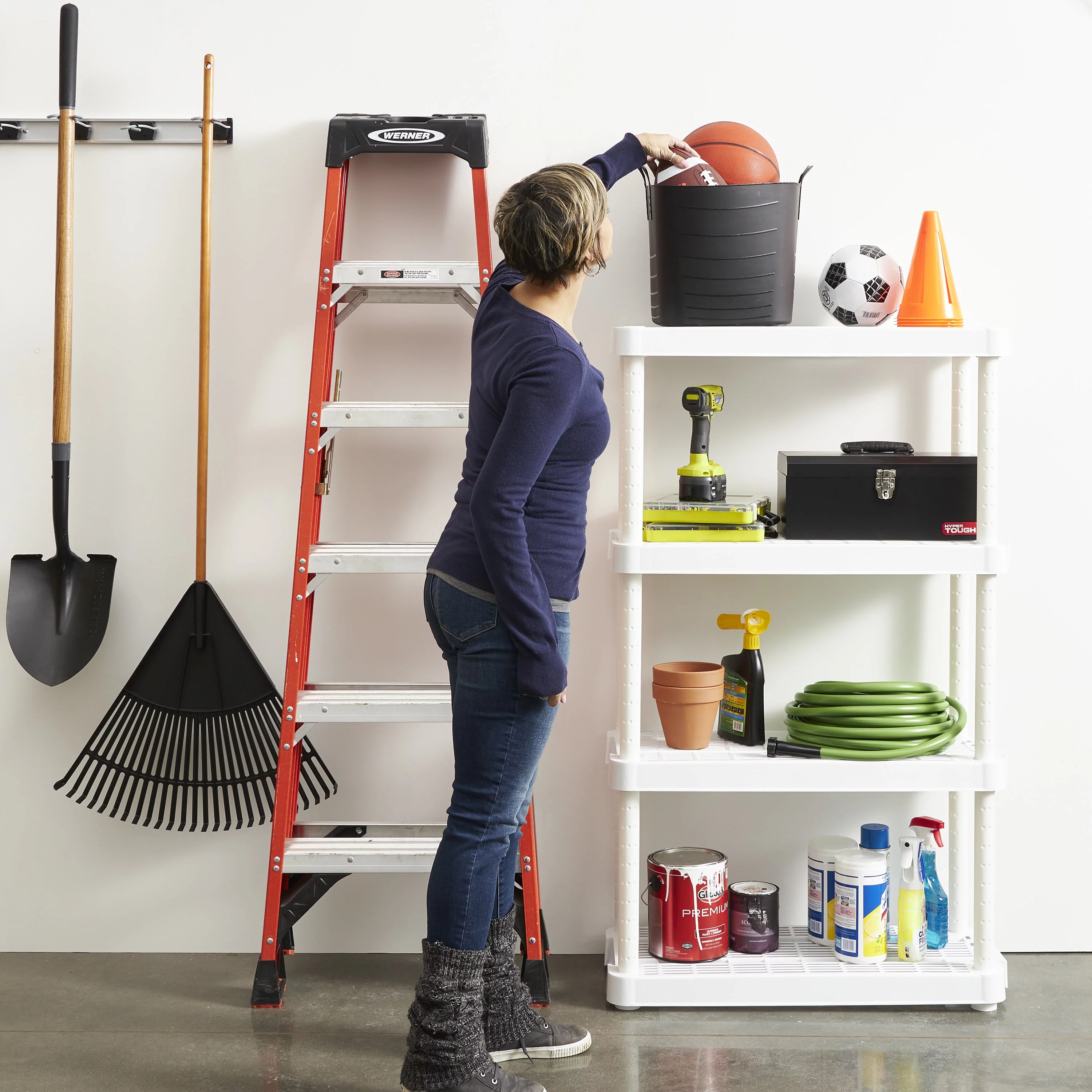 Gracious Living 4 Shelf Adjustable Height Storage Unit, White (2 Pack)