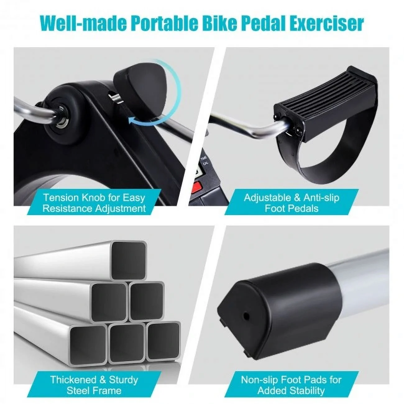 FEIKUQI Indoor Under Desk Arms Legs, Folding Pedal Exercise Bike With Electronic Display