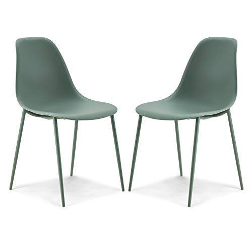 POLY & BARK Isla Modern Kitchen Chairs Set of 4 - Plastic Dining Chair with Metal Legs