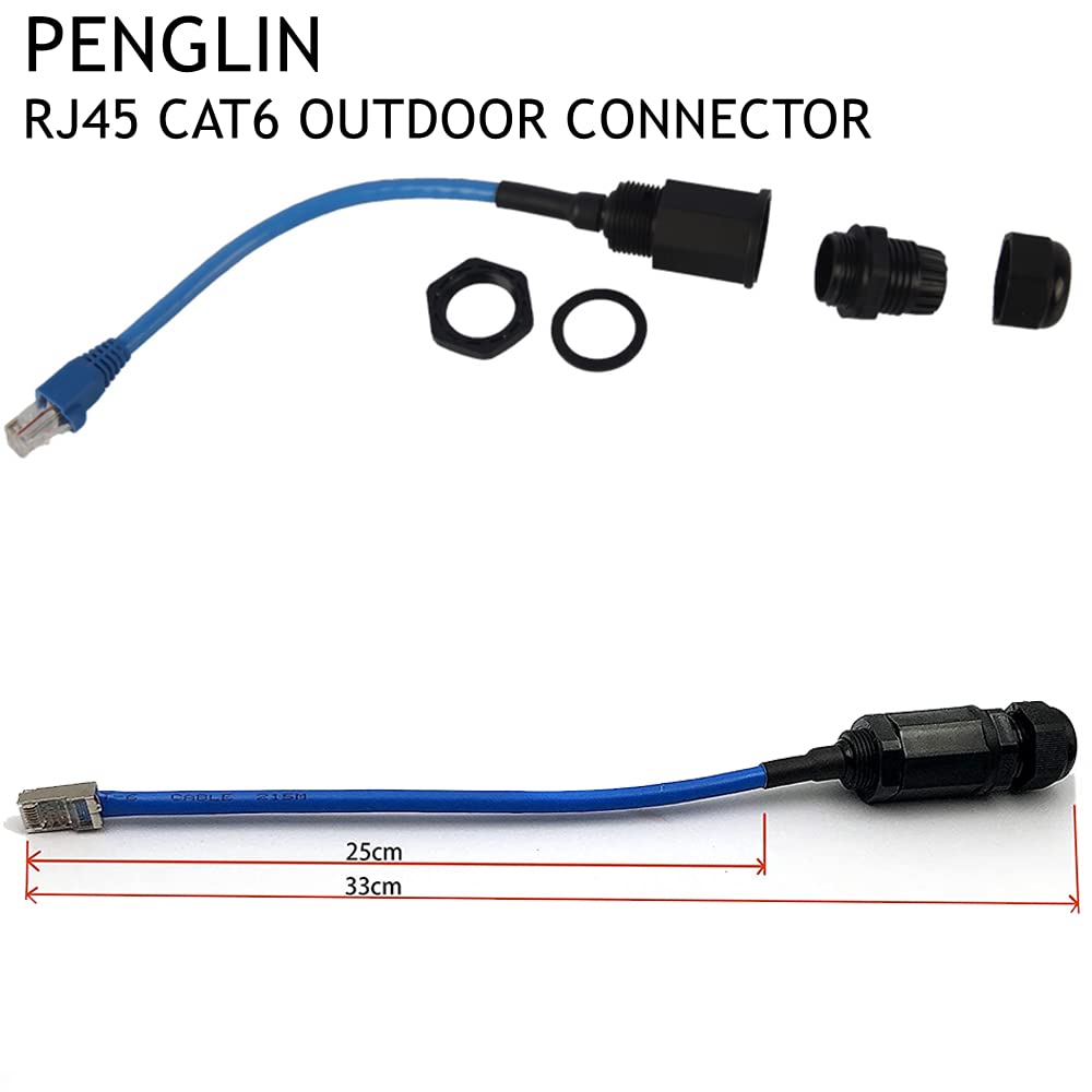 PENGLIN 5PCS M22 RJ45 Waterproof Panel Mount Connector, Male to Female Cat6 Ethernet LAN Cable