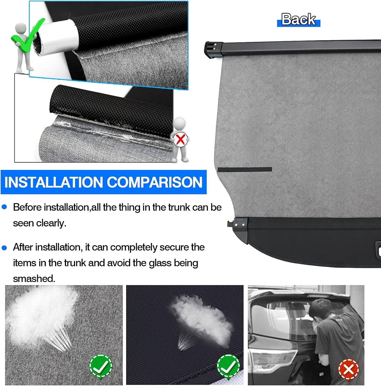 Powerty Only Fit for Cargo Cover Hyundai Tucson 2022 Trunk Security Cover Retractable Shielding Shade Black No Gap Auto Accessories