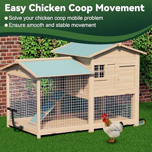 Flehomo Chicken Coop Wheels Kit, 2 Pack 4" Caster Wheels and A Lifting Handle for Easy Movement