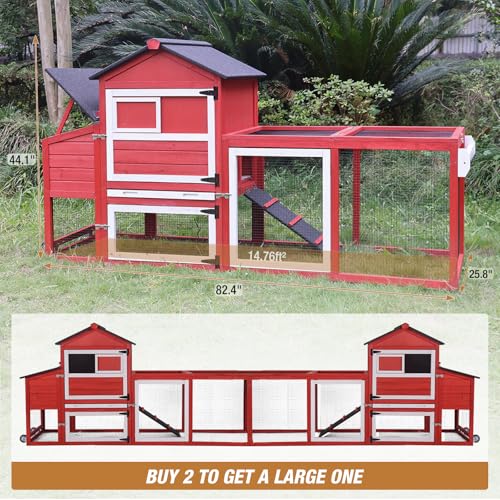Chicken Coop Chicken House for Outdoor, Poultry Cage with Wheels Mobile Hen House and UV-Resistant Roof - Grey