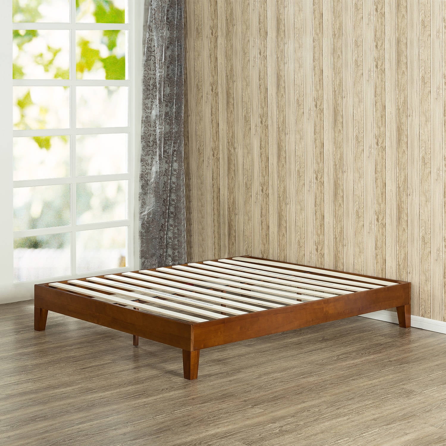 Zinus Wen 12" Deluxe Wood Platform Bed Frame, Cherry, Full