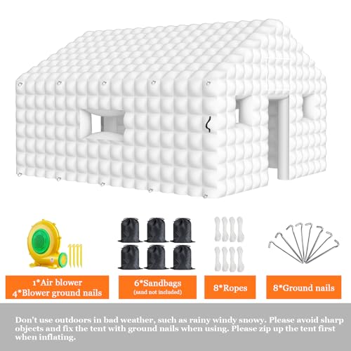 Inflatable Nightclub 20x16.5x12 Ft, Large White Inflatable Party Club Tent for Adults Birthday Backyard Wedding Rental, 2 Doors and Logo Area