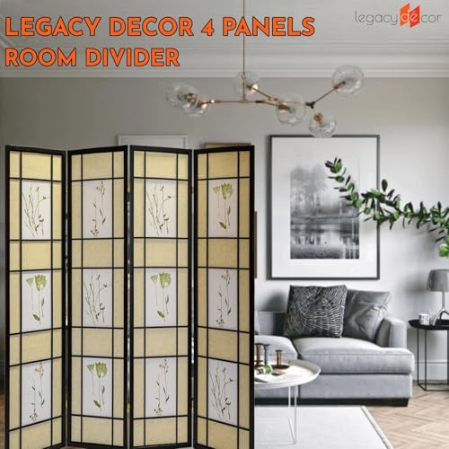 Legacy Decor 3 Panels Room Divider - Portable & Foldable Freestanding Room Privacy Screen - 71” Tall Botanical Floral Dressing Screen