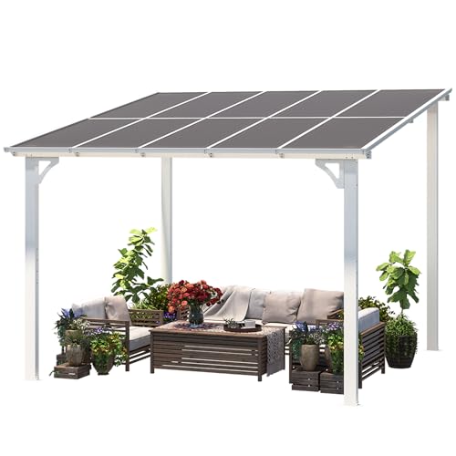 AECOJOY 10&rsquo; x 10&rsquo; Gazebo, Wall Mounted Gazebos Pergola on Clearance, Outdoor Patio Lean to Gazebo Awnings for Deck, Porch