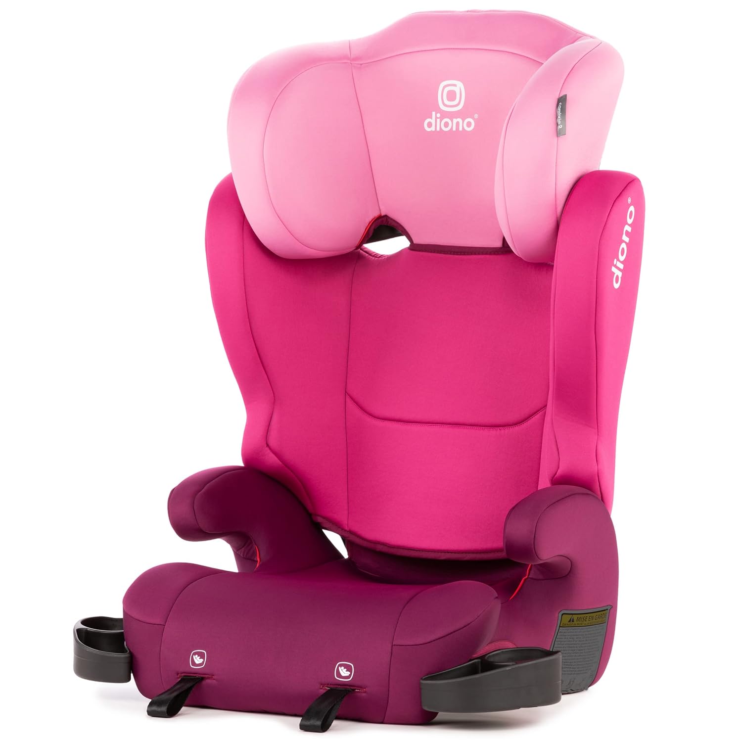 Diono Cambria 2 Latch, 2-in-1 Belt Positioning Booster Seat, High-Back to Backless Booster XL Space & Room to Grow, 8 Years 1 Booster Seat, Pink