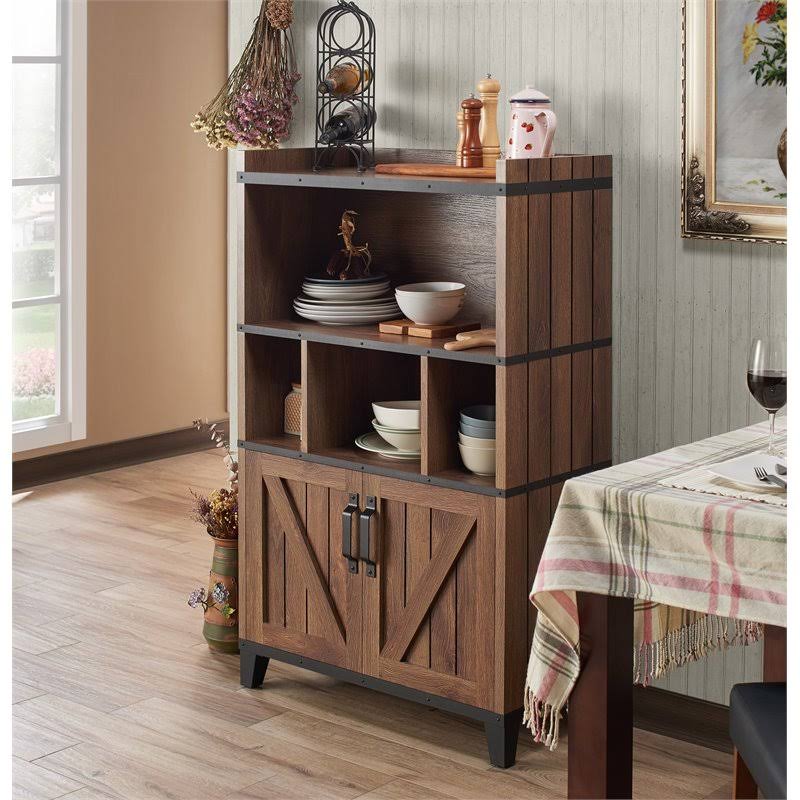 Furniture of America Rhen Farmhouse Buffet in Distressed Walnut