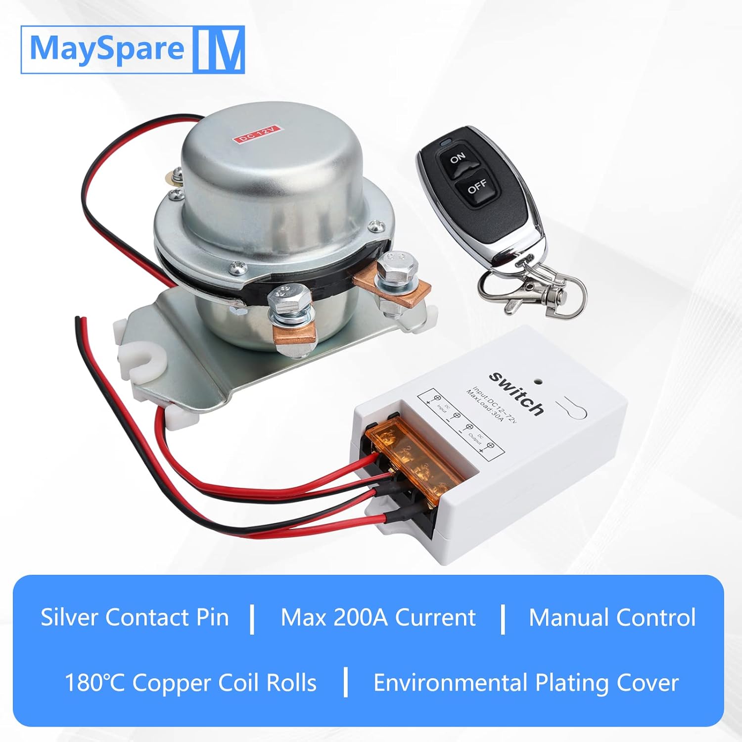 MaySpare Car Wireless Remote Control Battery Disconnect Switch + One Remote Control Switch