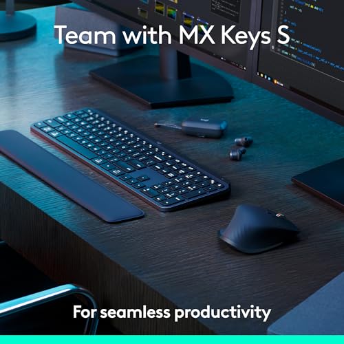 Logitech MX Keys S Combo - Performance Wireless Keyboard and Mouse with Palm Rest, Customizable Illumination, Fast Scrolling, Bluetooth, USB C