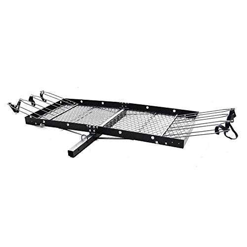 Tow Tuff 62-Inch Steel Cargo Carrier with Bike Rack, 500 lb Capacity, Black - 2-in-1 Rear Hitch Mount for Car, Truck or SUV with 2-Inch Receiver