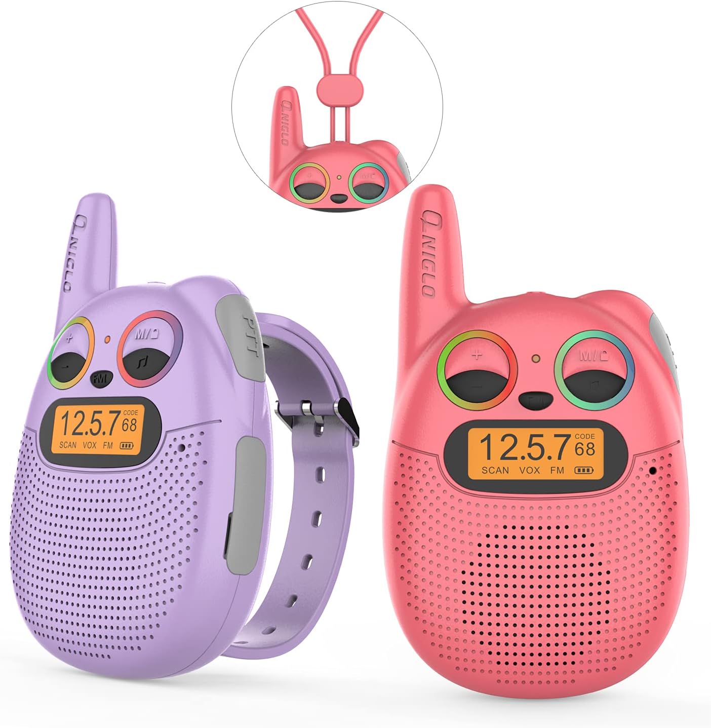 QNIGLO Rechargeable Kids Walkie Talkies, 22 Channel FRS Long Range Walkie Talkies for Kids Toys Gift, Adults Outdoor Camping, Hiking, Cruising